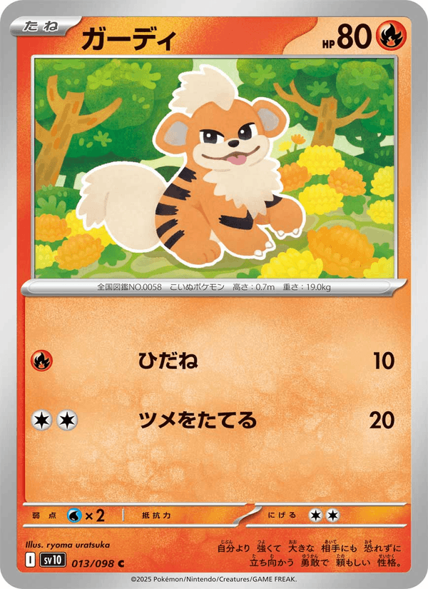 Growlithe 13/98 Common card from The Glory of Team Rocket