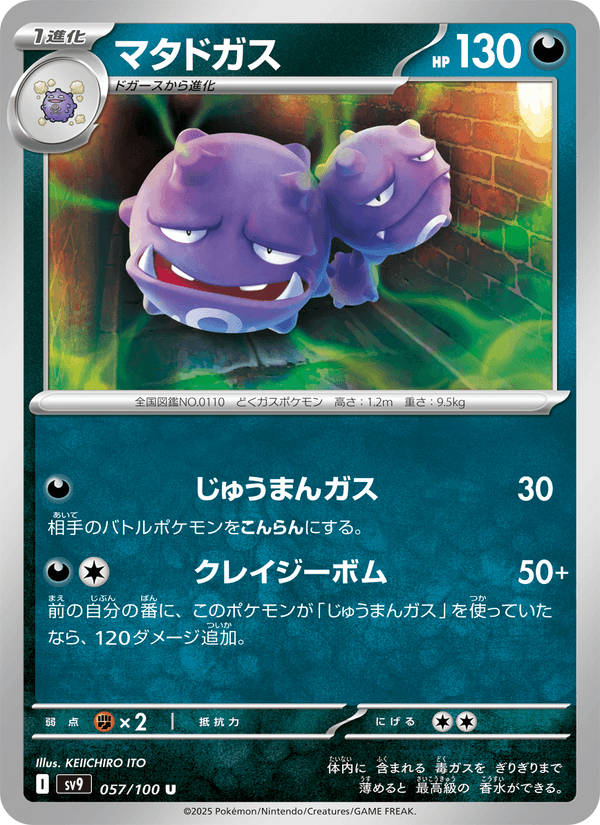 Weezing 57/100 Uncommon card from Battle Partners
