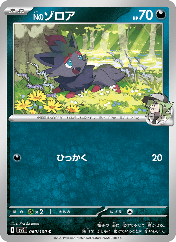 N's Zorua 60/100 Common card from Battle Partners