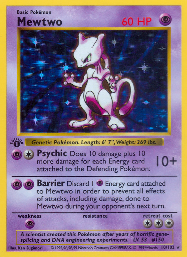 Mewtwo 10/102 Rare Holo card from Base