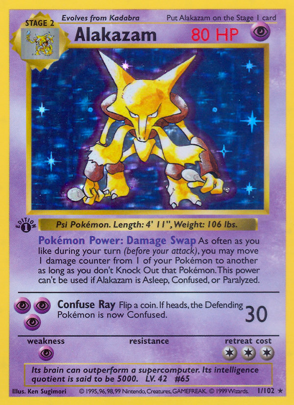 Alakazam 1 Rare Holo card from Base