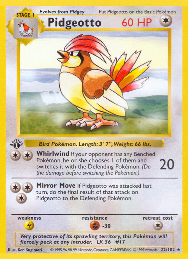 Pidgeotto 22/102 Rare card from Base