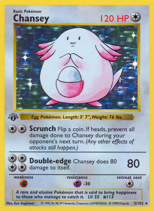 Chansey 3 Rare Holo card from Base