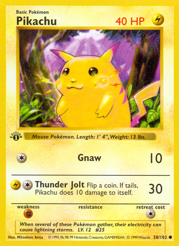 Pikachu 58/102 Common card from Base