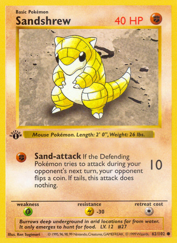 Sandshrew 62 Common card from Base