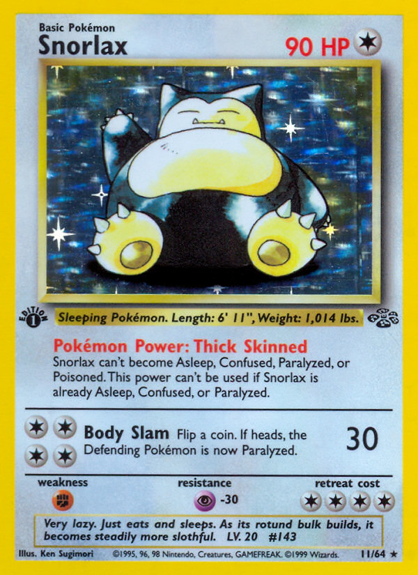 Snorlax 11/64 Rare Holo card from Jungle