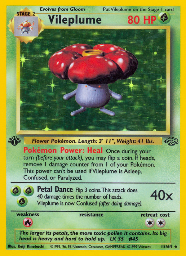 Vileplume 15 Rare Holo card from Jungle