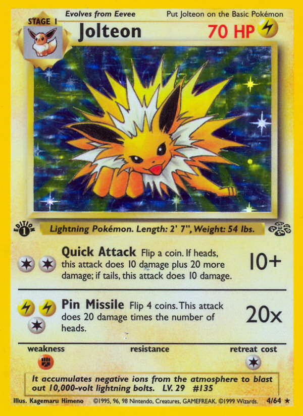 Jolteon 4 Rare Holo card from Jungle