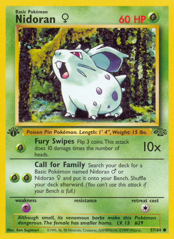 Nidoran ♀ 57/64 Common card from Jungle