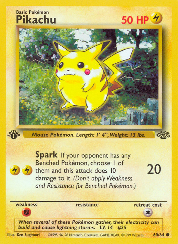Pikachu 60 Common card from Jungle