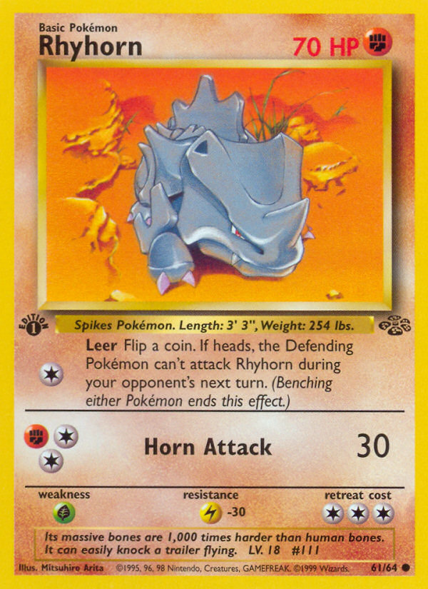 Rhyhorn 61/64 Common card from Jungle