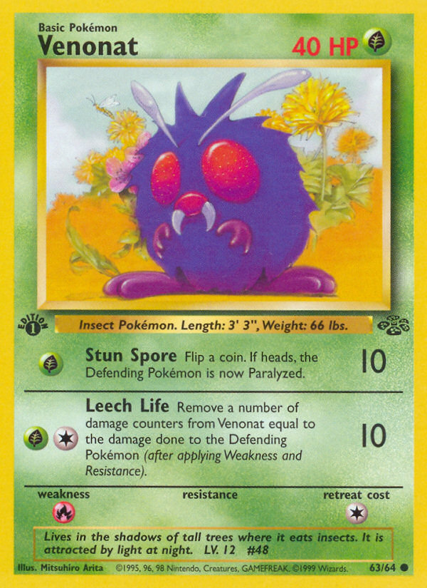 Venonat 63/64 Common card from Jungle