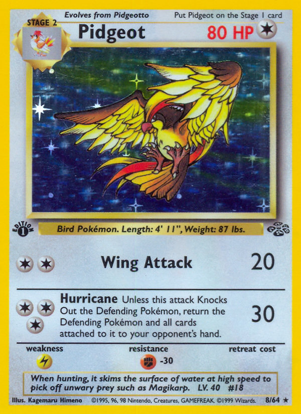 Pidgeot 8 Rare Holo card from Jungle