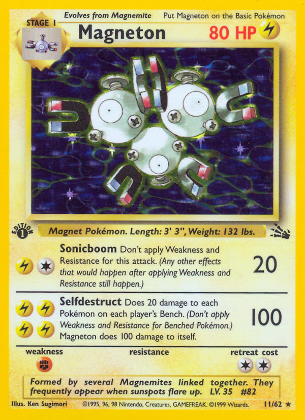 Magneton 11/62 Rare Holo card from Fossil