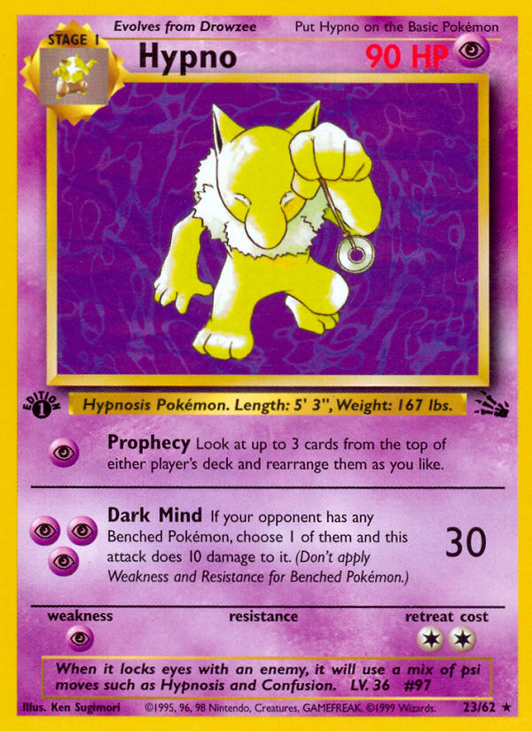 Hypno 23/62 Rare card from Fossil