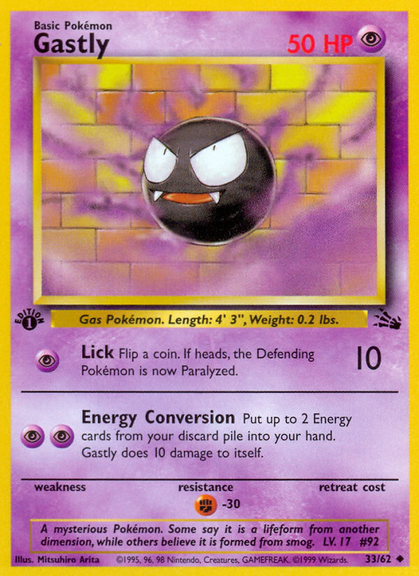Gastly 33/62 Uncommon card from Fossil