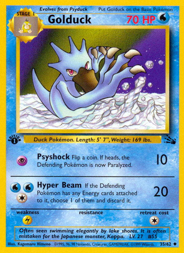 Golduck 35/62 Uncommon card from Fossil