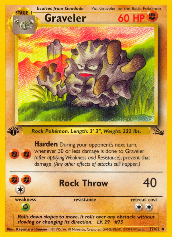Graveler 37/62 Uncommon card from Fossil
