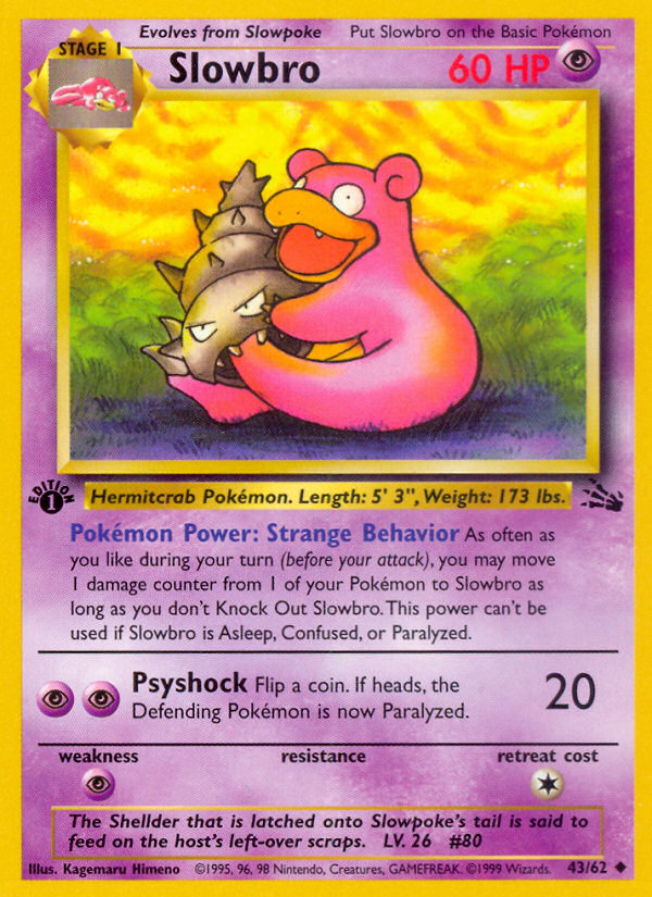 Slowbro 43 Uncommon card from Fossil