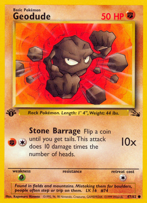 Geodude 47/62 Common card from Fossil