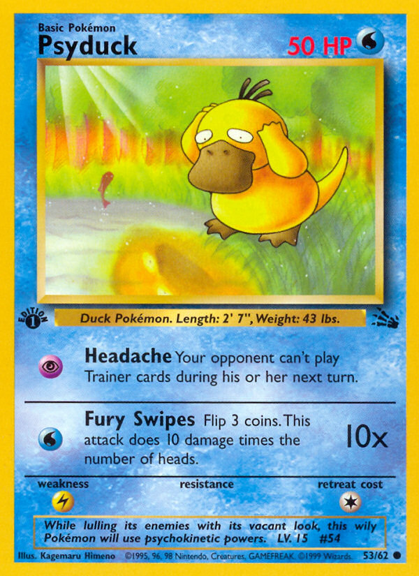 Psyduck 53/62 Common card from Fossil