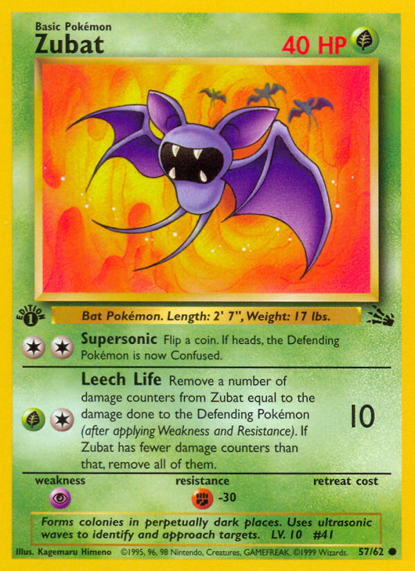 Zubat 57/62 Common card from Fossil