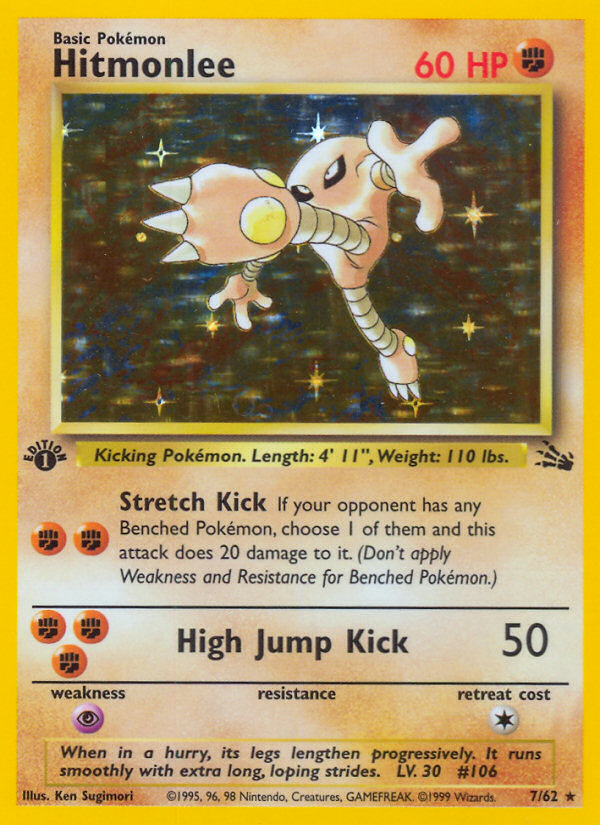 Hitmonlee 7/62 Rare Holo card from Fossil