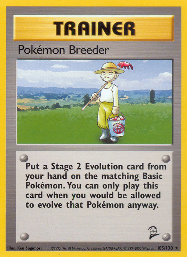 Pokémon Breeder 105 Rare card from Base Set 2