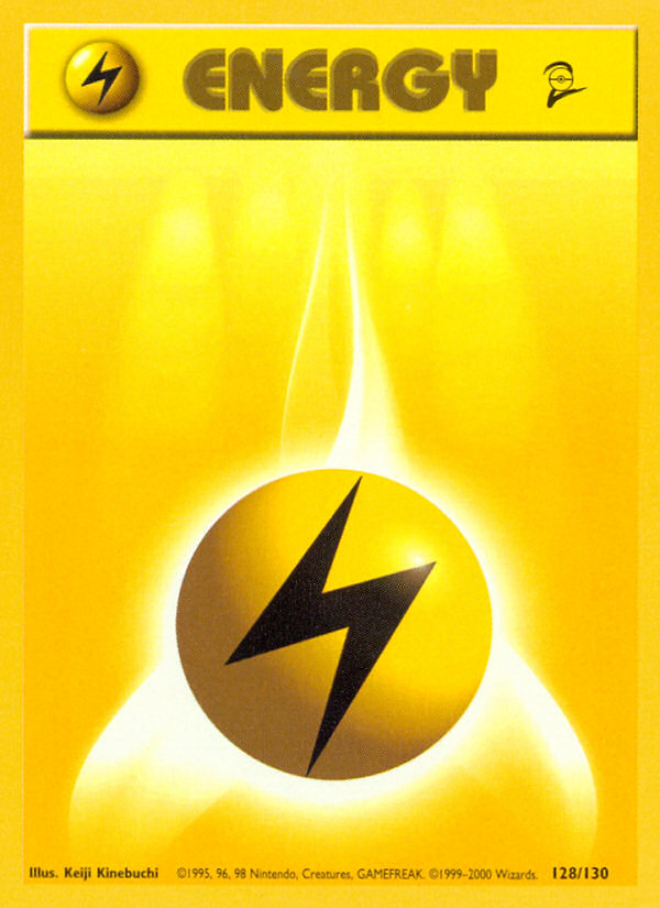 Lightning Energy 128 Pokemon card from Base Set 2