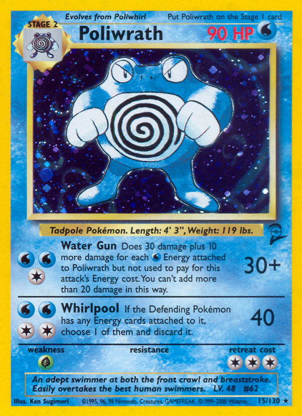 Poliwrath 15 Rare Holo card from Base Set 2