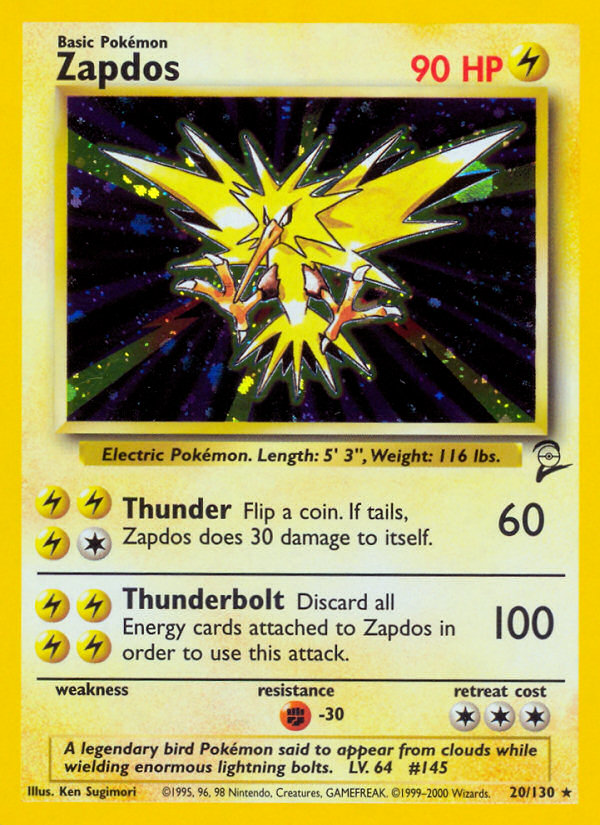 Zapdos 20 Rare Holo card from Base Set 2