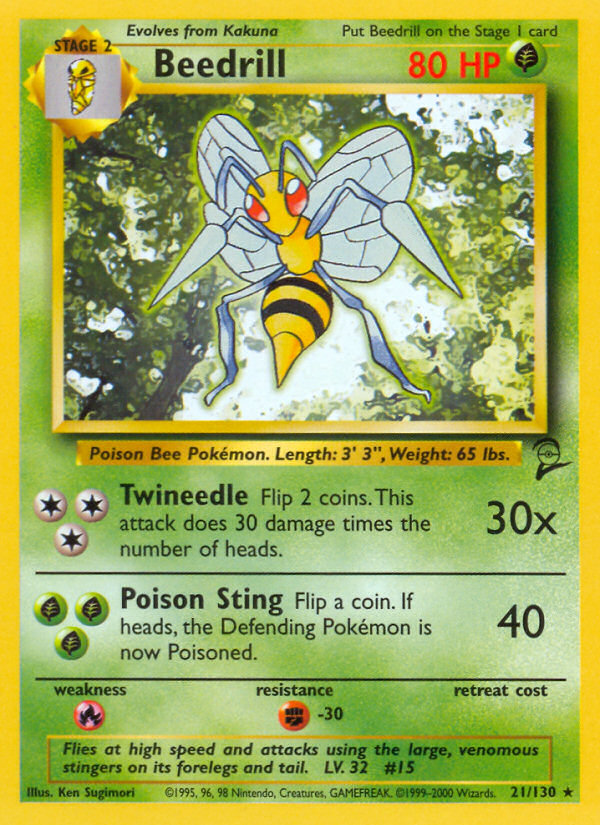 Beedrill 21 Rare card from Base Set 2