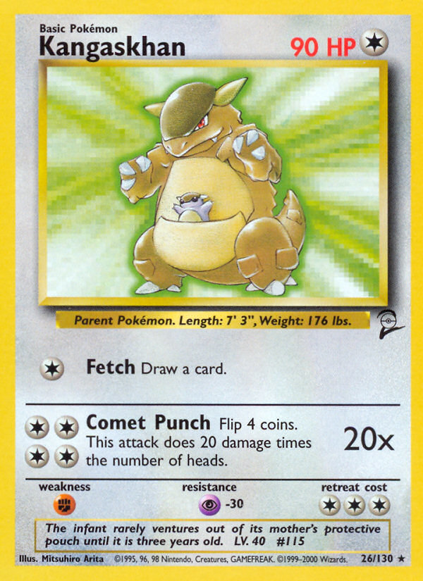 Kangaskhan 26 Rare card from Base Set 2