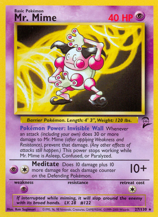 Mr. Mime 27/130 Rare card from Base Set 2