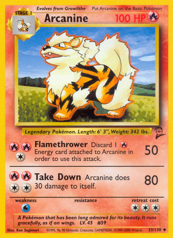 Arcanine 33 Uncommon card from Base Set 2