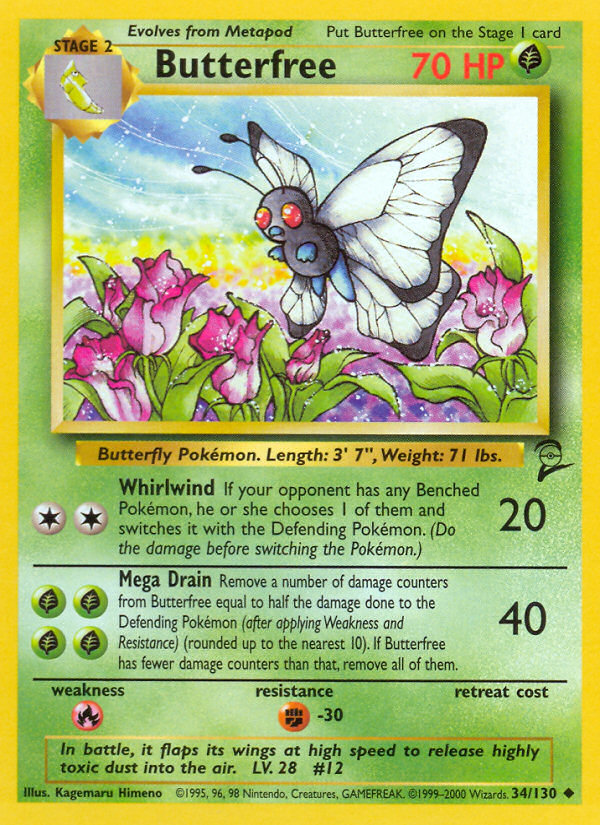 Butterfree 34/130 Uncommon card from Base Set 2