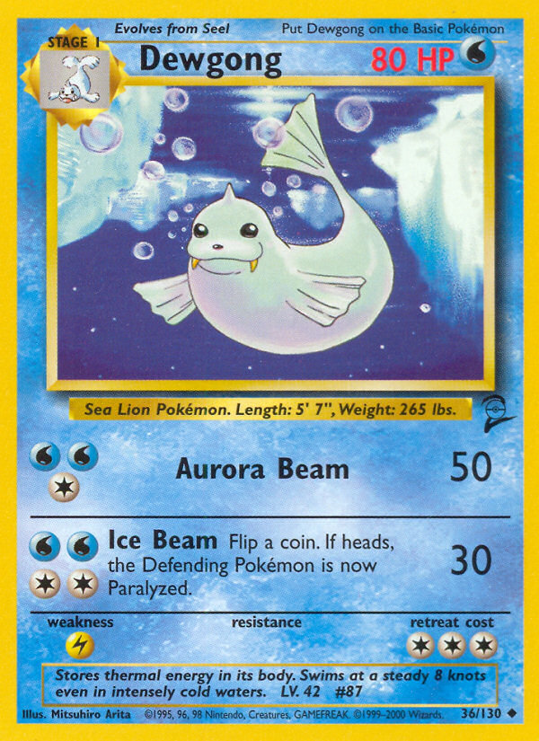Dewgong 36 Uncommon card from Base Set 2