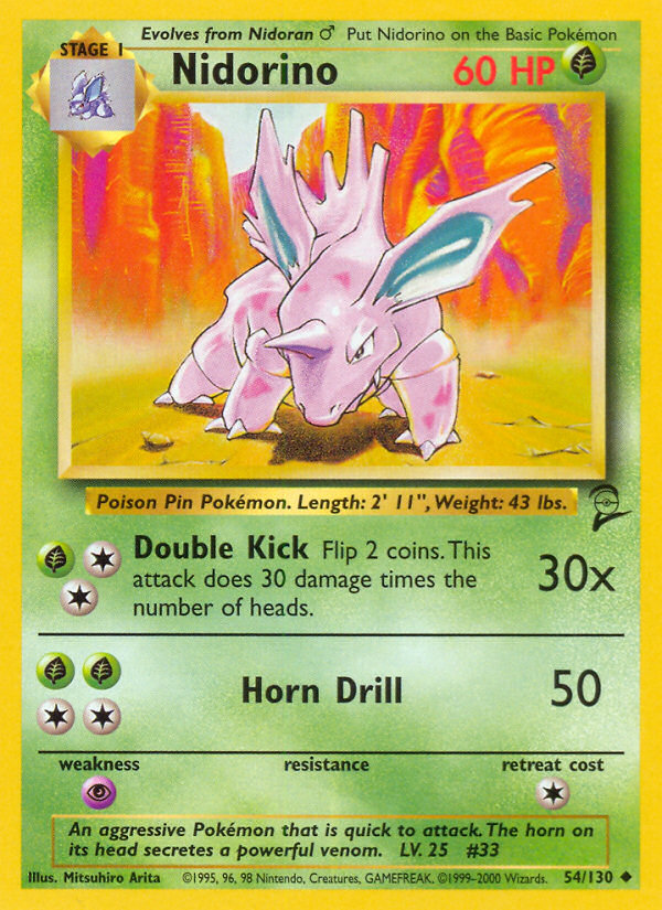 Nidorino 54/130 Uncommon card from Base Set 2