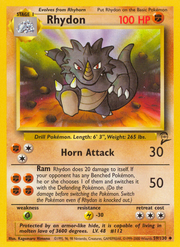 Rhydon 59/130 Uncommon card from Base Set 2