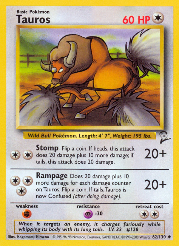Tauros 62/130 Uncommon card from Base Set 2