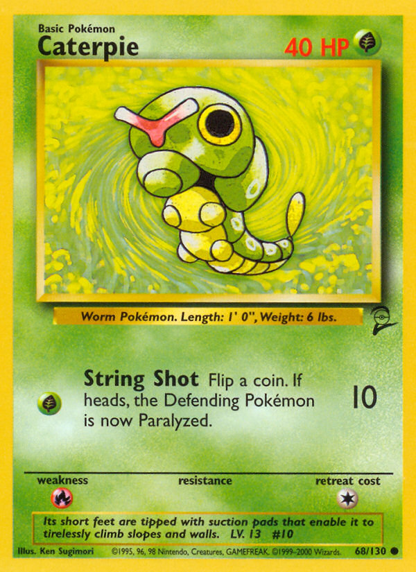 Caterpie 68 Common card from Base Set 2