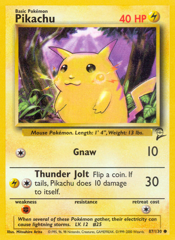 Pikachu 87/130 Common card from Base Set 2