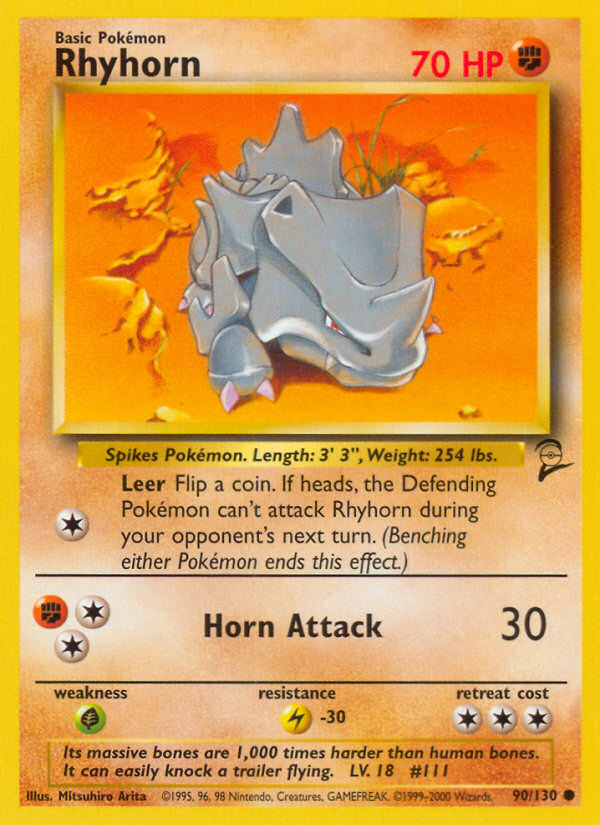 Rhyhorn 90 Common card from Base Set 2