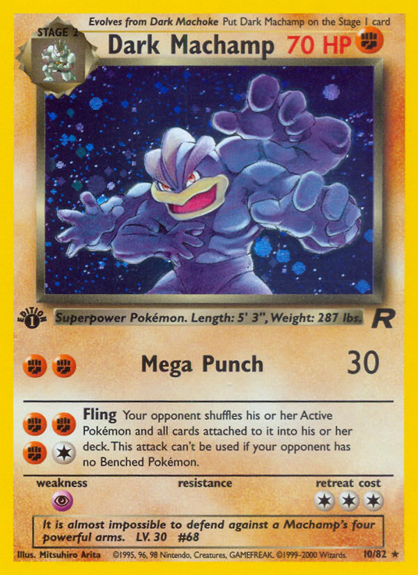 Dark Machamp 10 Rare Holo card from Team Rocket