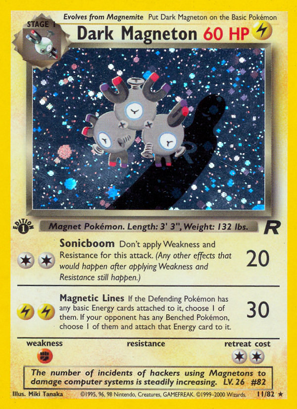 Dark Magneton 11 Rare Holo card from Team Rocket