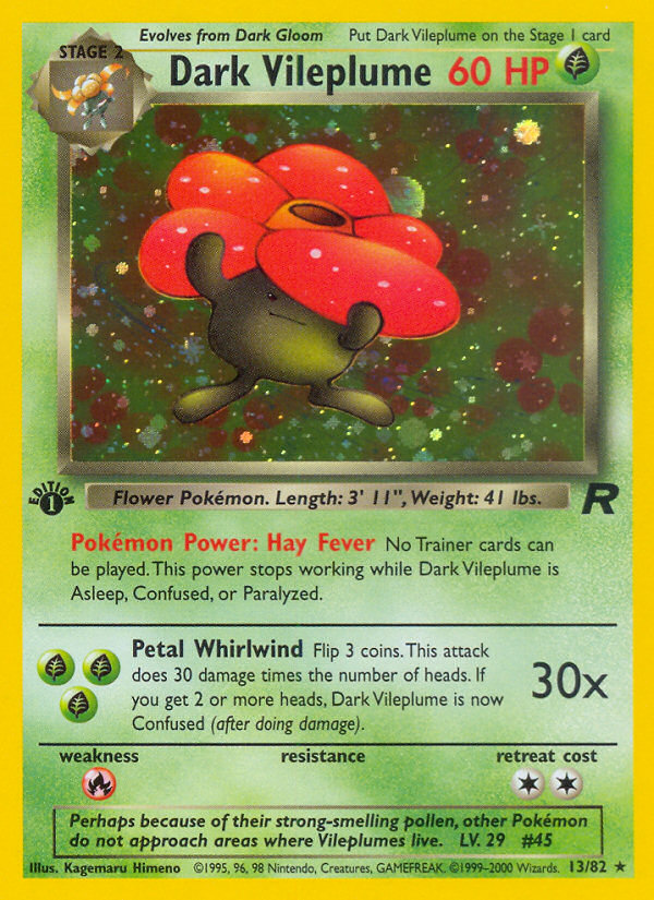 Dark Vileplume 13 Rare Holo card from Team Rocket