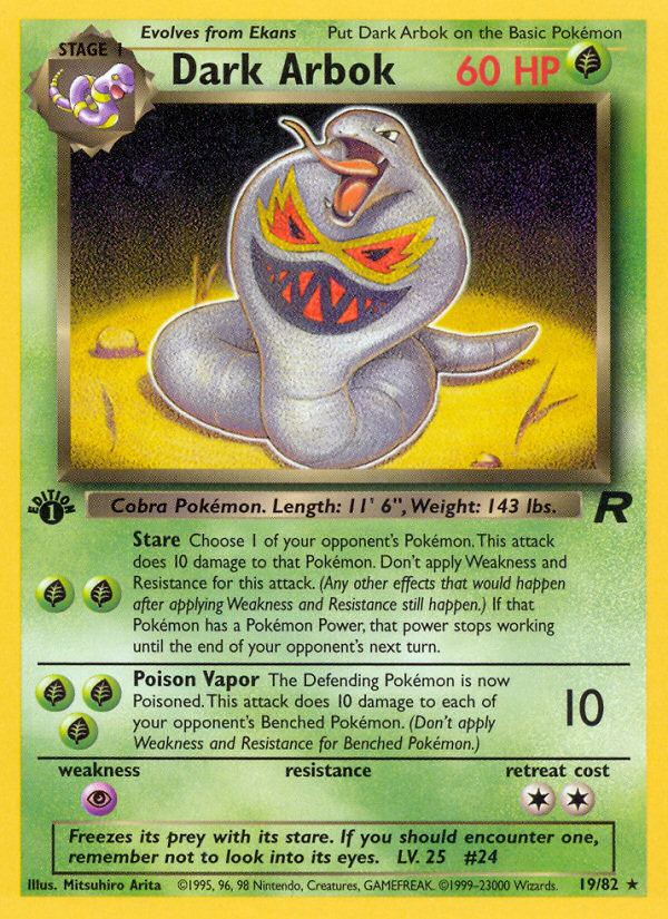 Dark Arbok 19/82 Rare card from Team Rocket