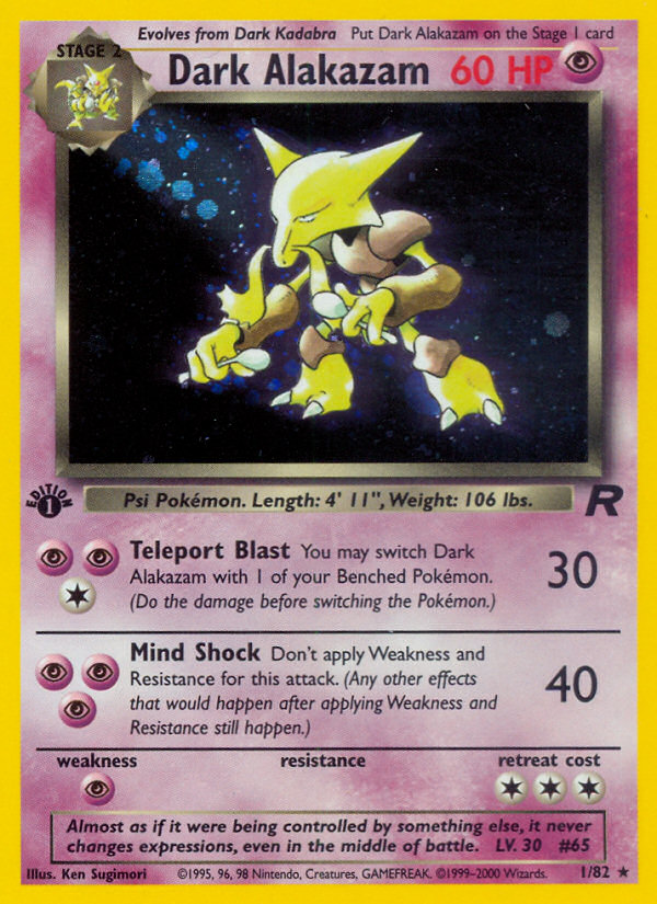 Dark Alakazam 1/82 Rare Holo card from Team Rocket
