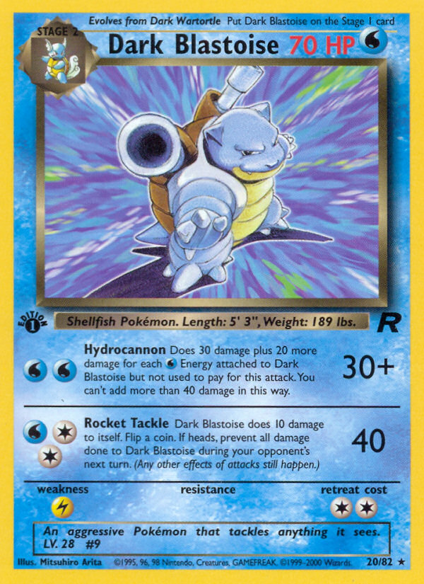 Dark Blastoise 20 Rare card from Team Rocket