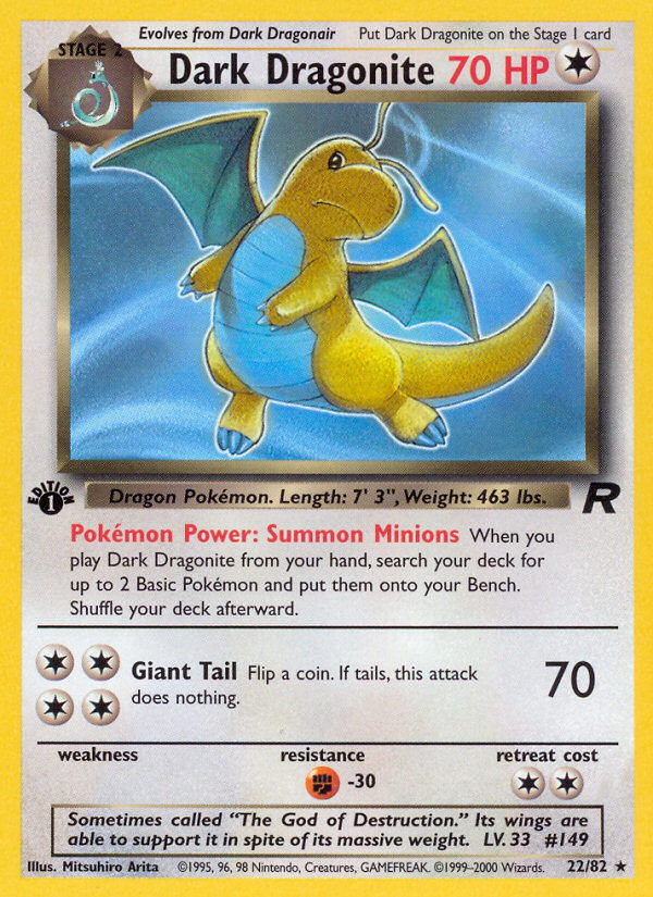 Dark Dragonite 22/82 Rare card from Team Rocket
